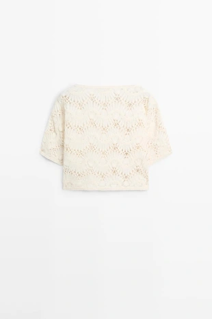 Топ с короткими рукавами крючком- Заказать в России