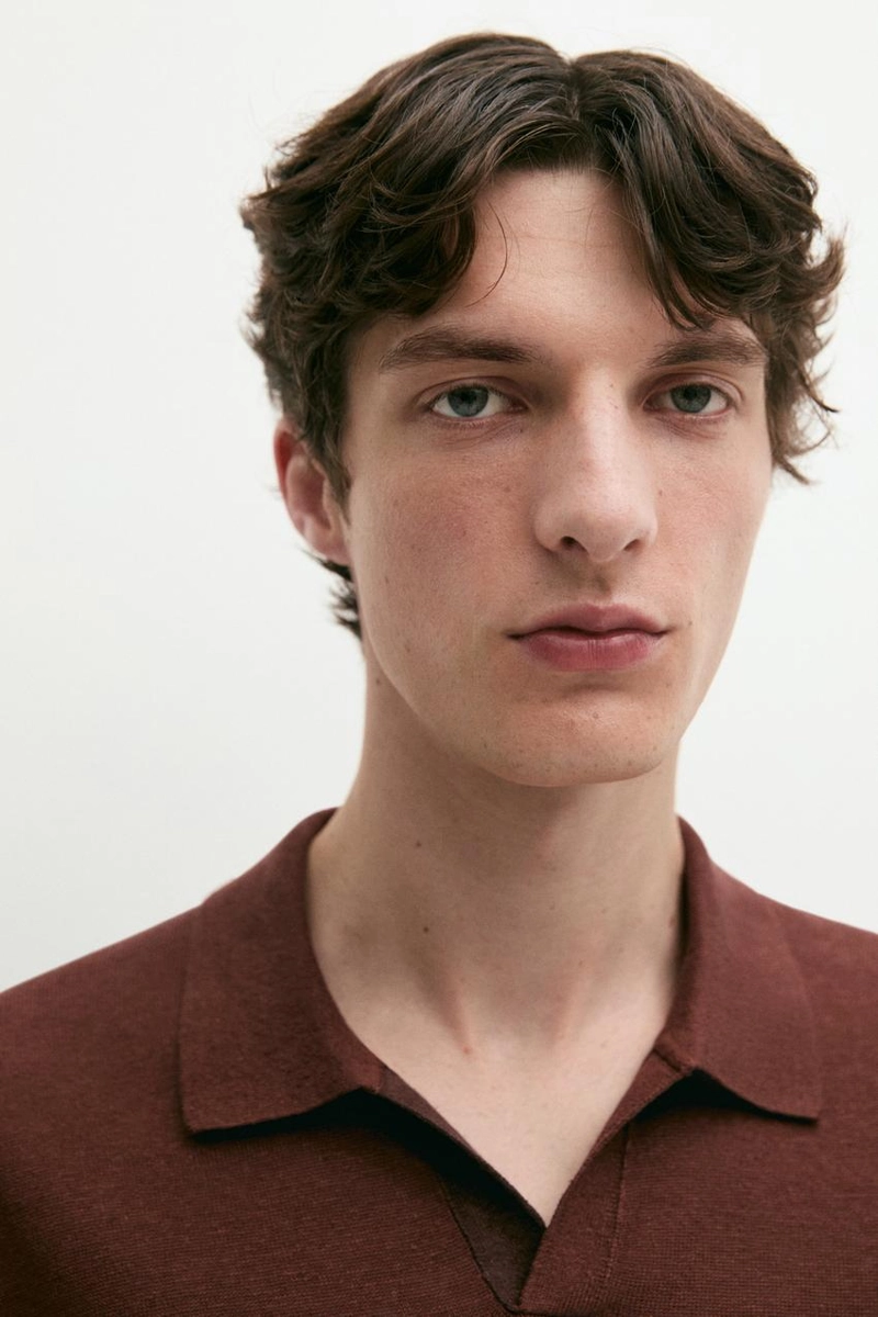 Поло свитер с v-образным вырезом из льна