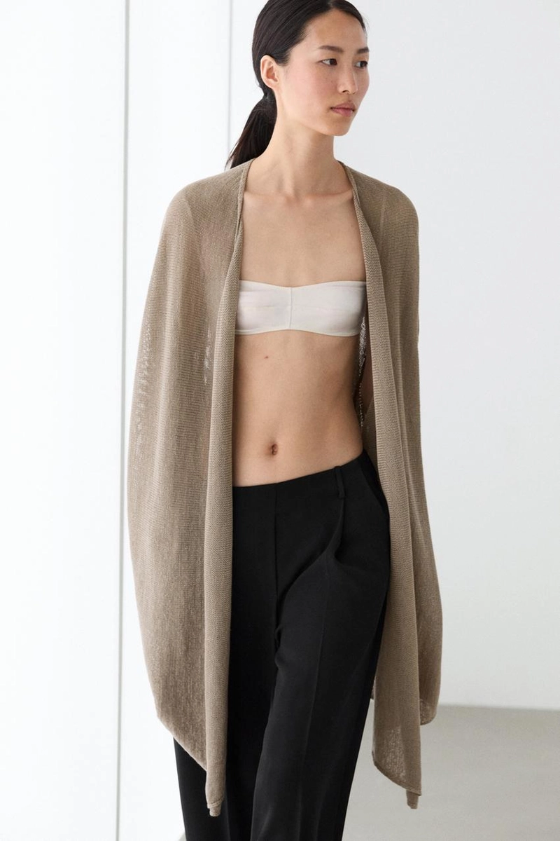 Кардиган-палантин из трикотажа с завязками