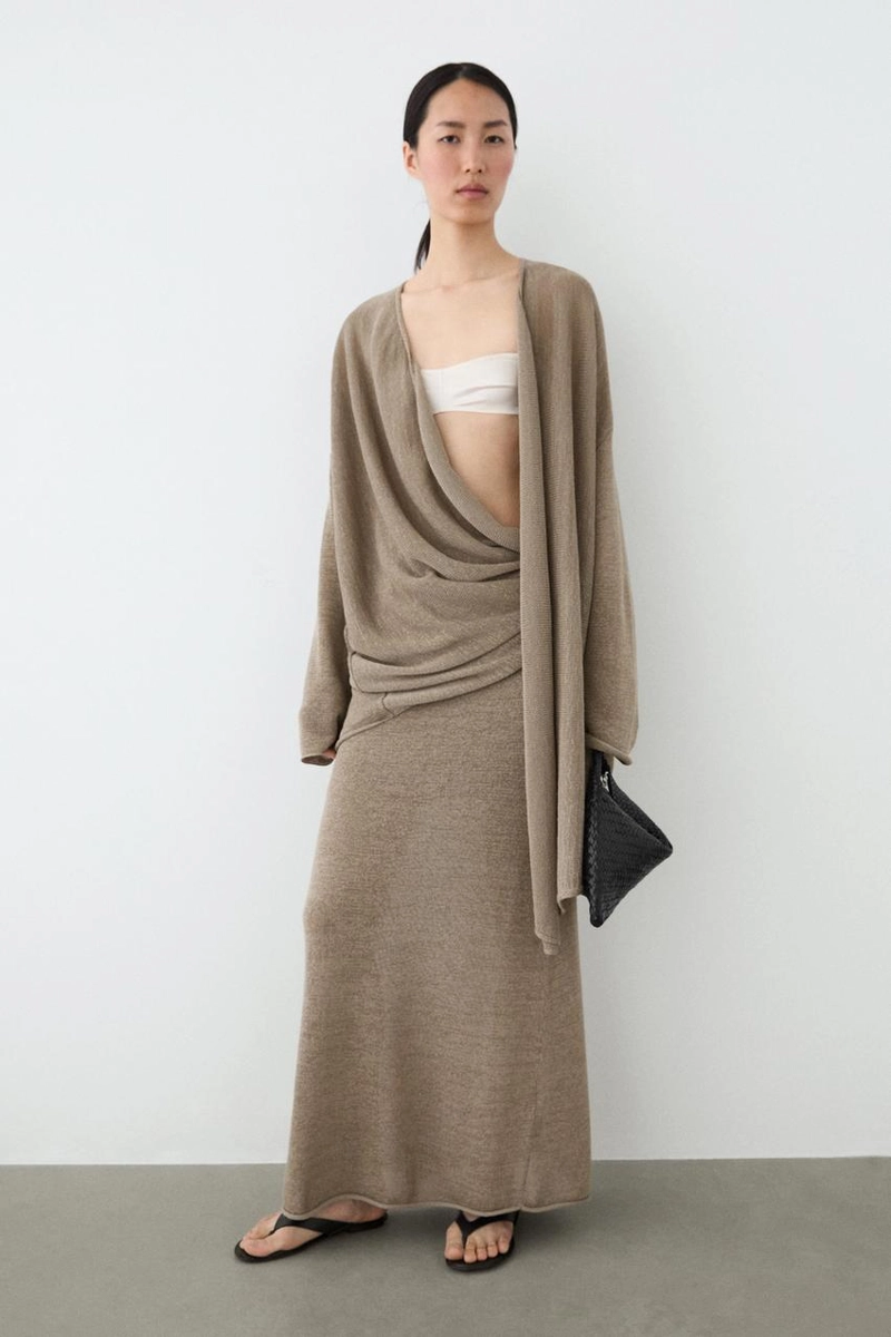 Кардиган-палантин из трикотажа с завязками