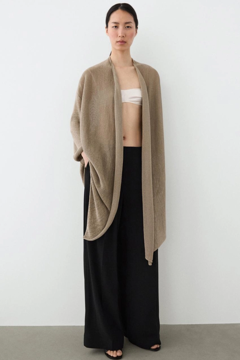 Кардиган-палантин из трикотажа с завязками