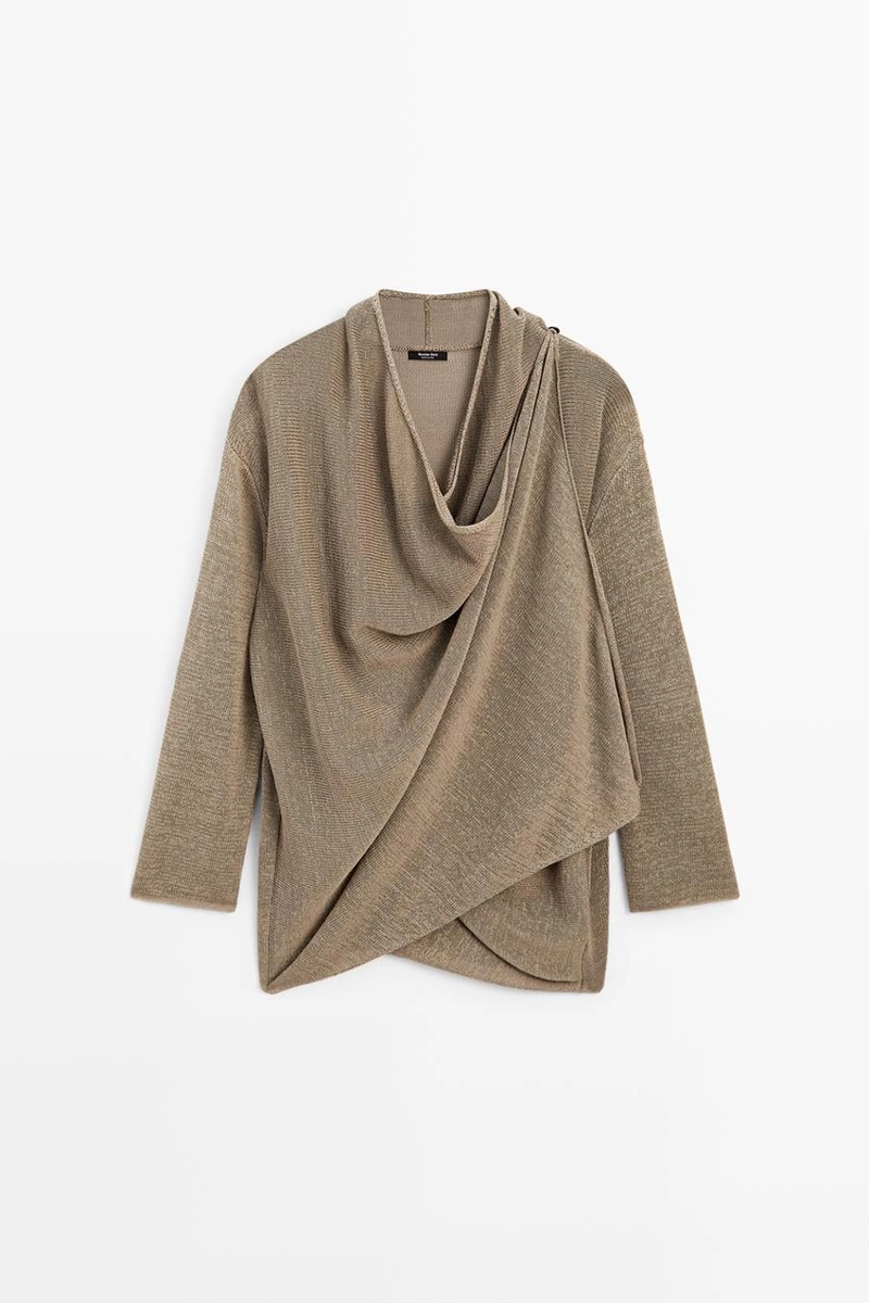 Кардиган-палантин из трикотажа с завязками