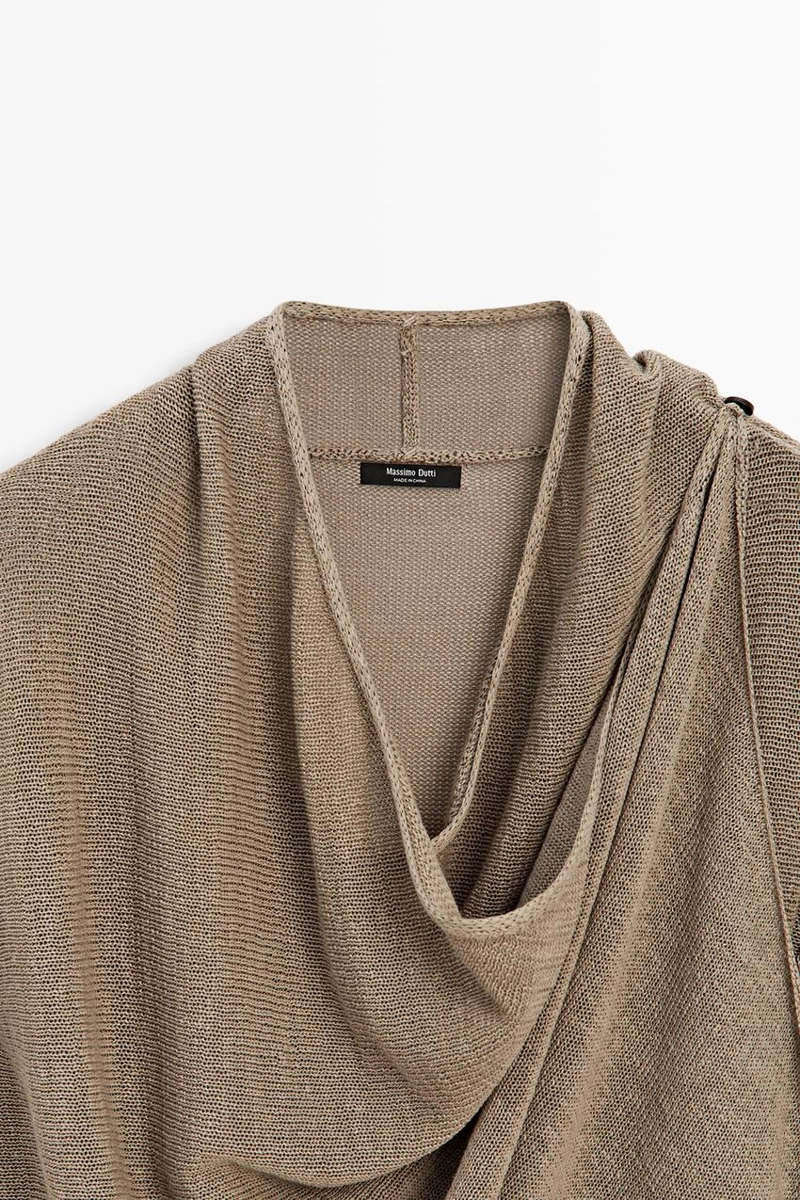 Кардиган-палантин из трикотажа с завязками