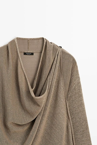 Кардиган-палантин из трикотажа с завязками- Заказать в России