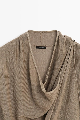 Кардиган-палантин из трикотажа с завязками- Заказать в России