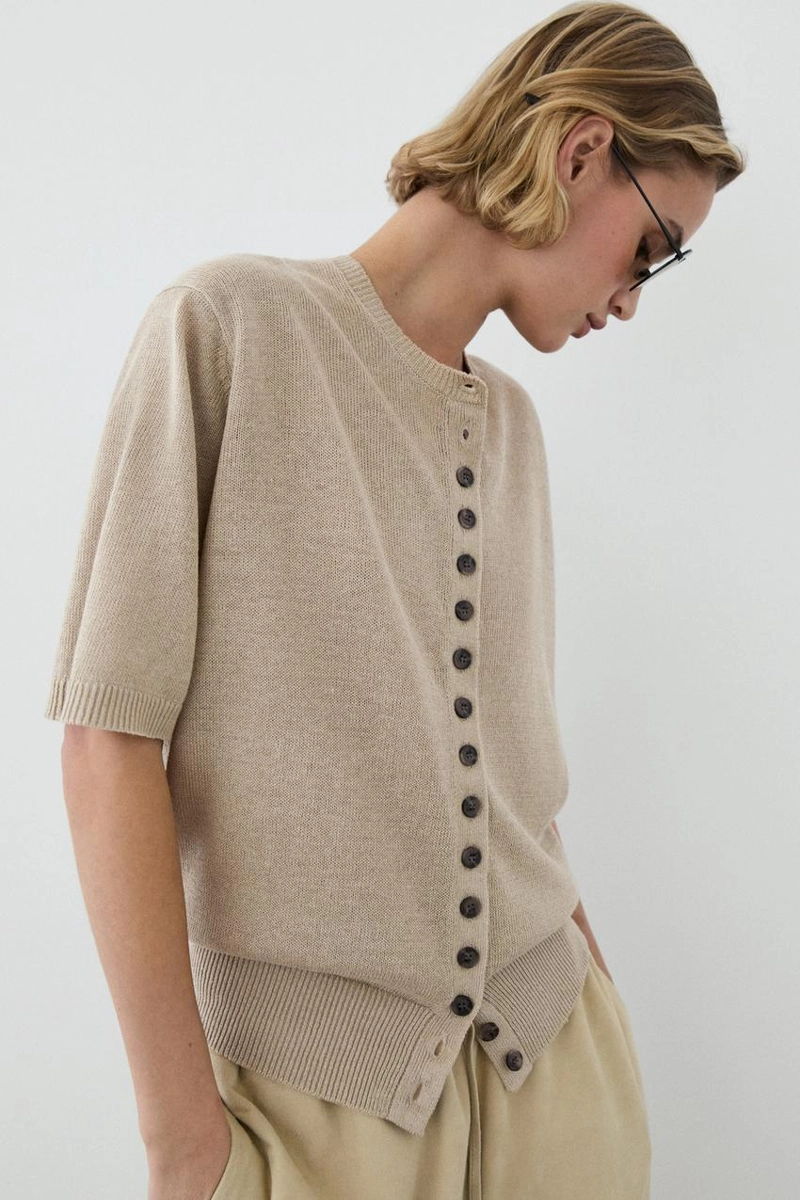 Кардиган из льняной смеси с коротким рукавом