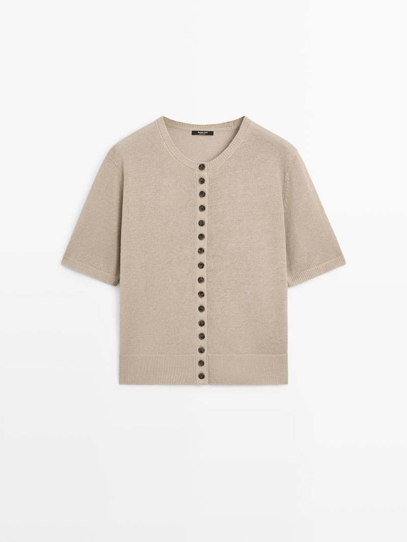 Кардиган из льняной смеси с коротким рукавом