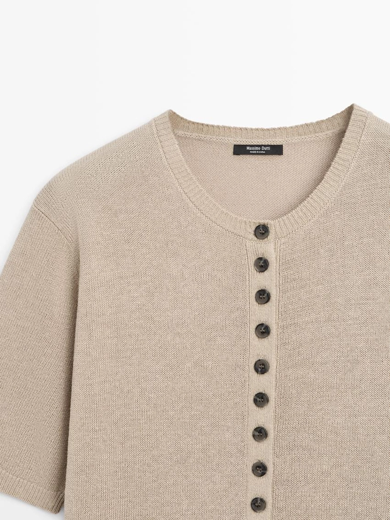 Кардиган из льняной смеси с коротким рукавом