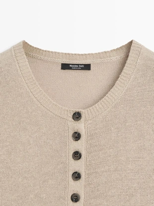 Кардиган из льняной смеси с коротким рукавом- Заказать в России