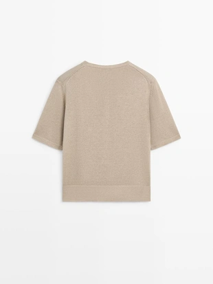 Кардиган из льняной смеси с коротким рукавом- Заказать в России