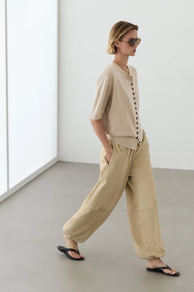 Кардиган из льняной смеси с коротким рукавом