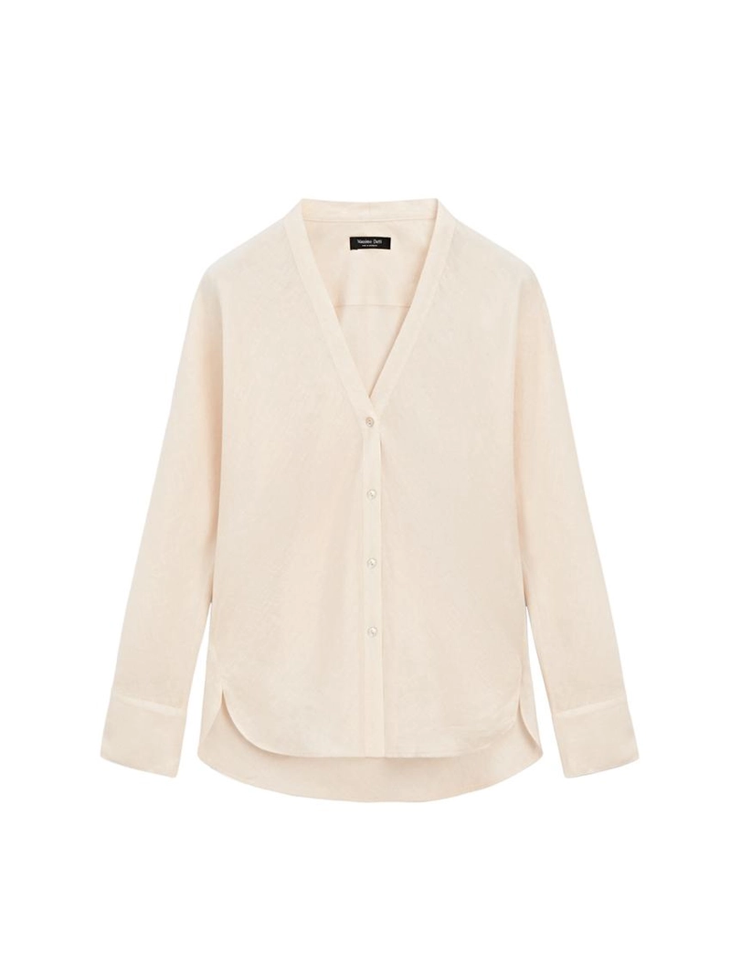 Рубашка из 100% льна с v-образным вырезом