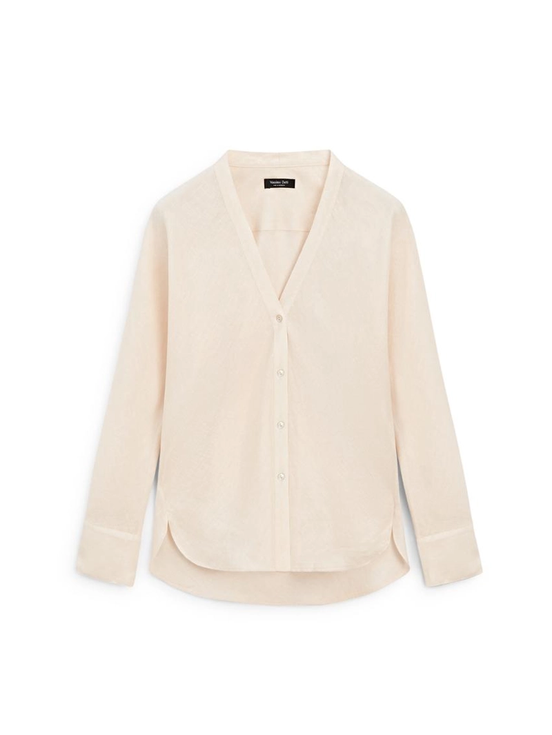 Рубашка из 100% льна с v-образным вырезом