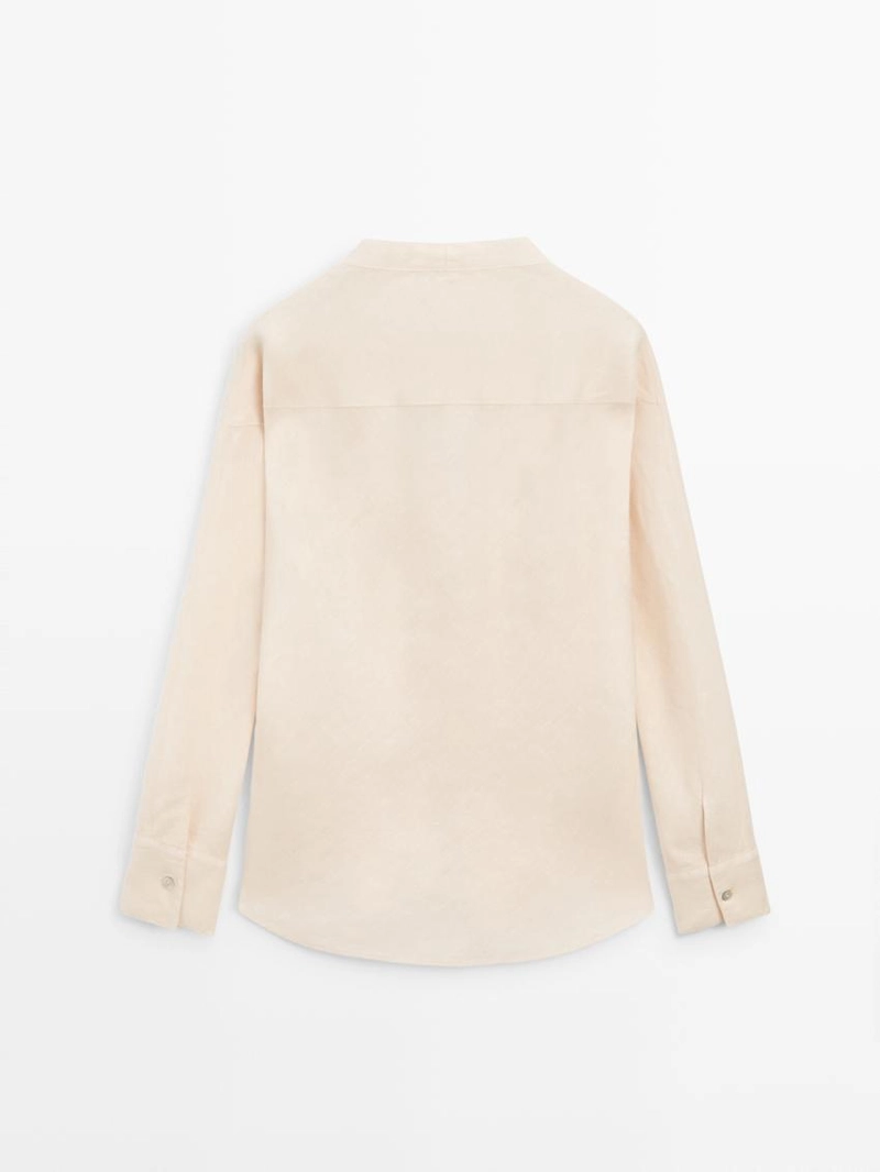 Рубашка из 100% льна с v-образным вырезом