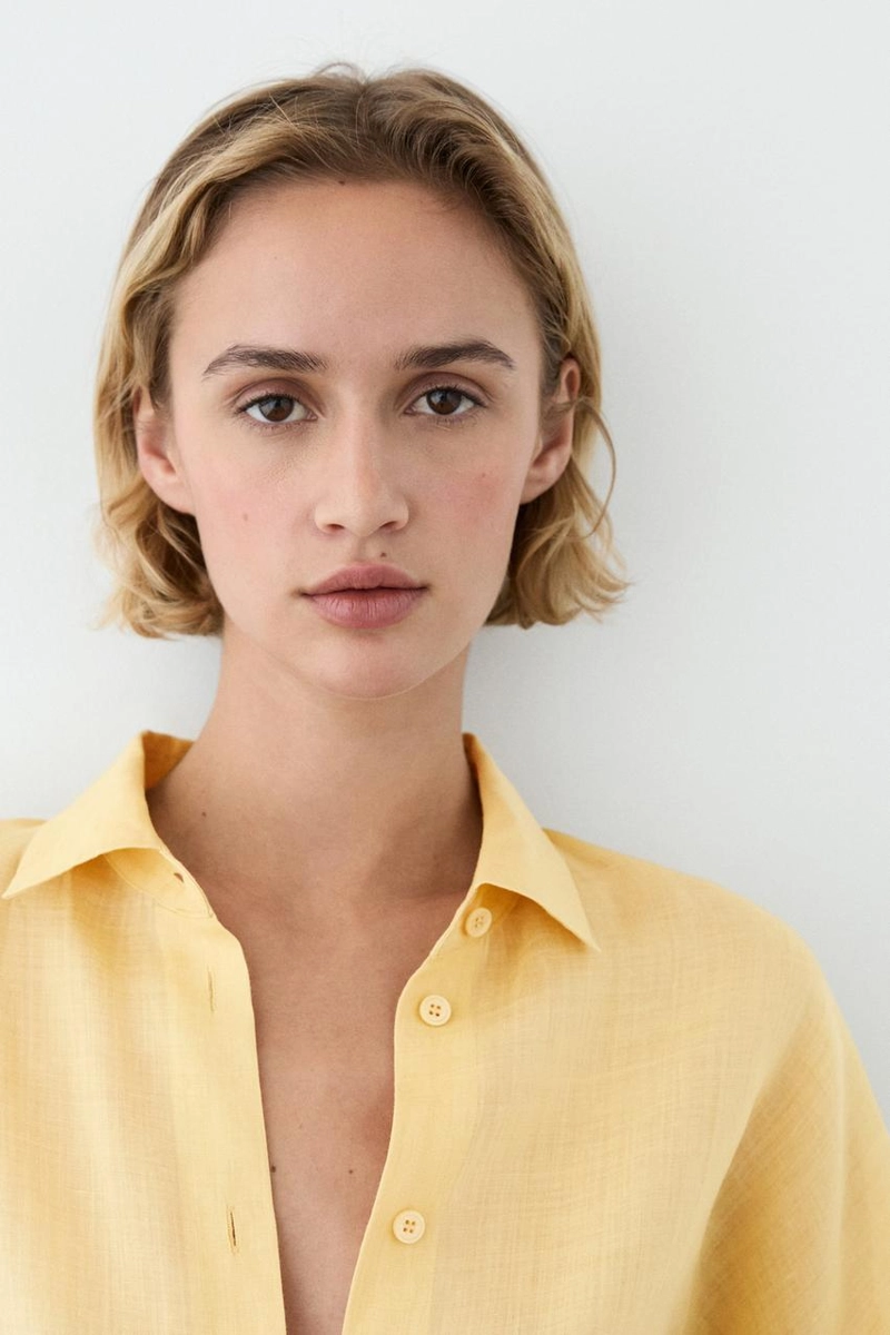 Рубашка из 100% рами с плиссированной отделкой