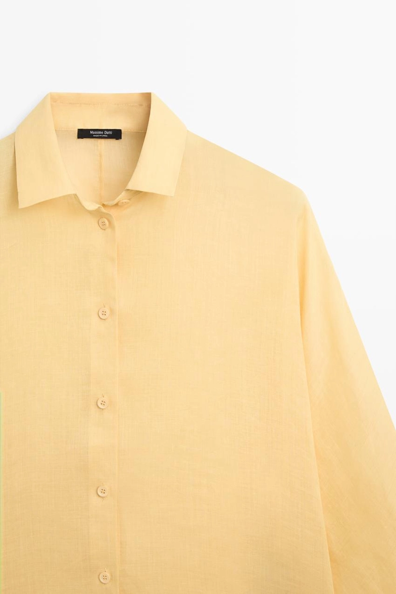 Рубашка из 100% рами с плиссированной отделкой