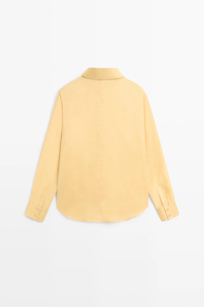 Рубашка из 100% рами с плиссированной отделкой