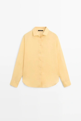 Рубашка из 100% рами с плиссированной отделкой- Заказать в России