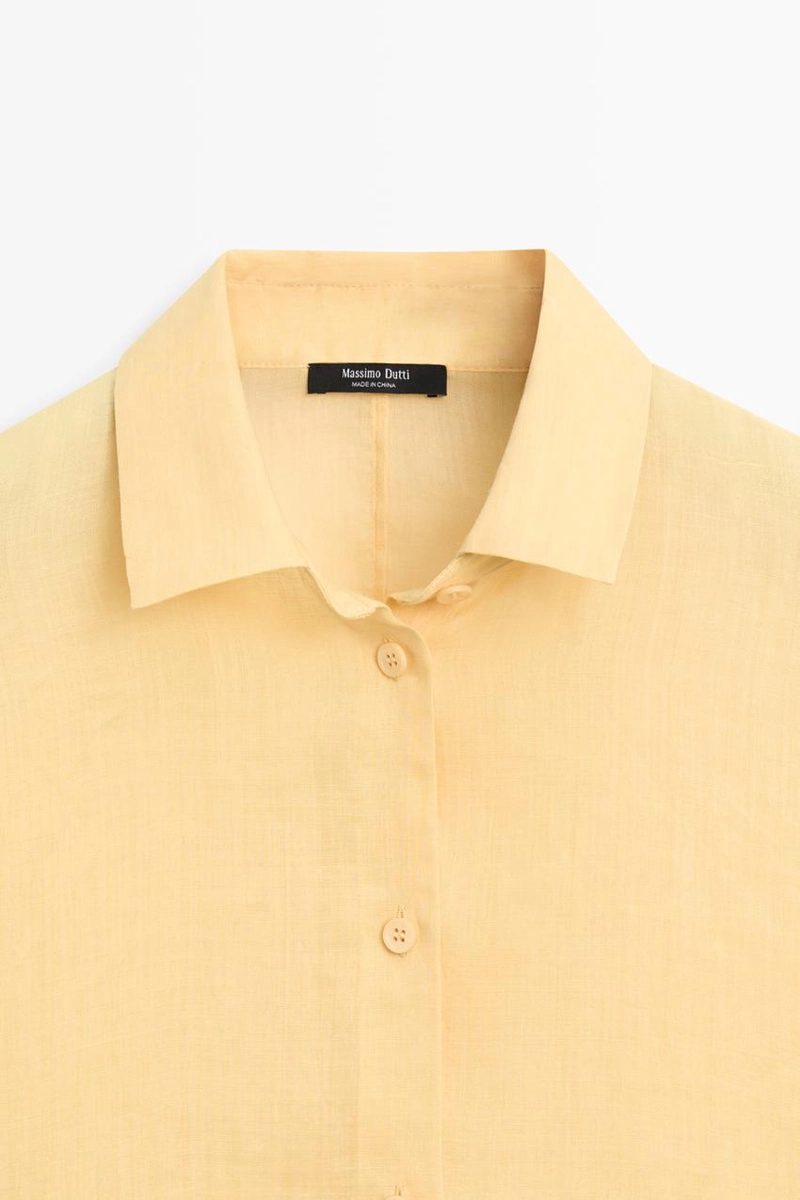 Рубашка из 100% рами с плиссированной отделкой