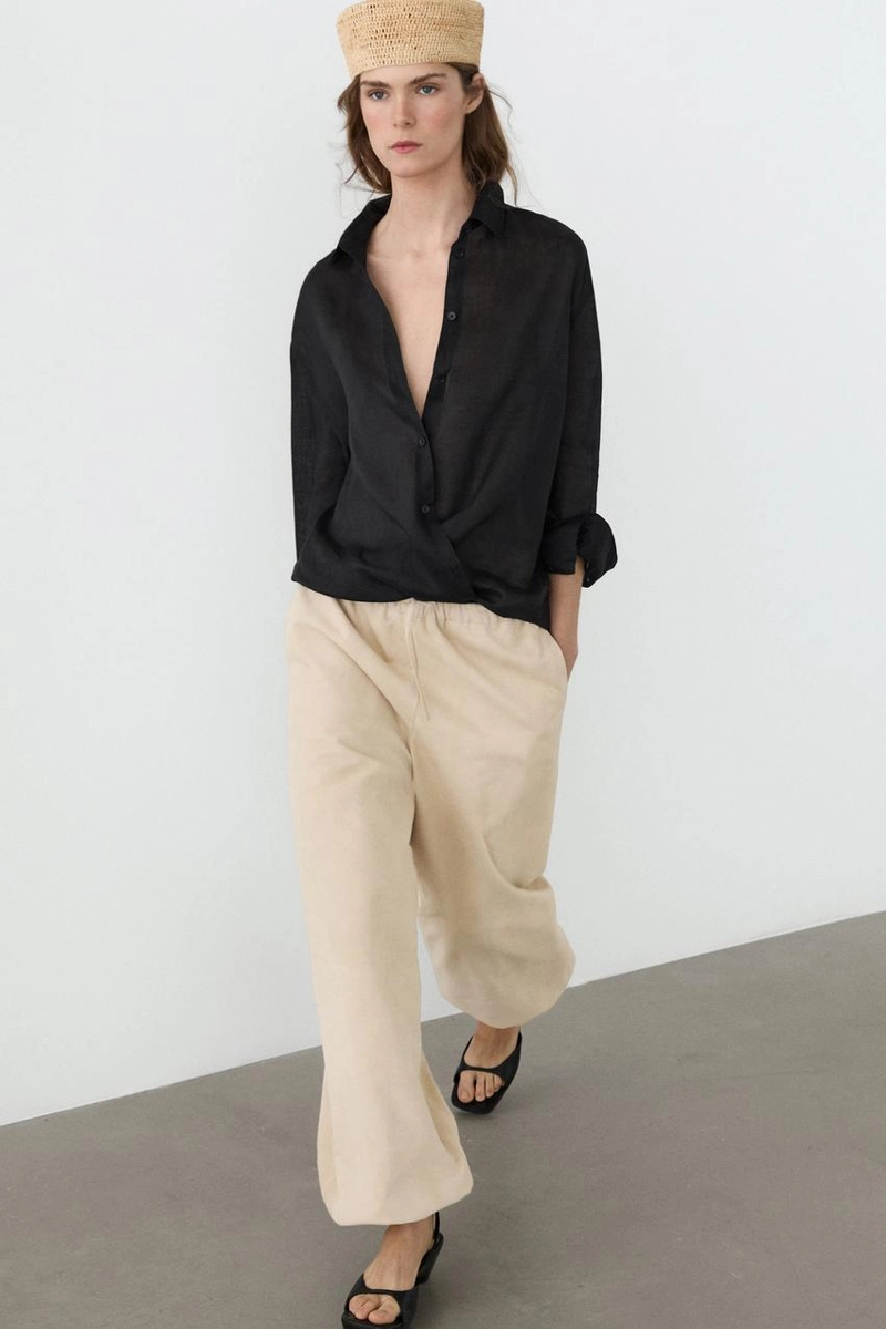 Рубашка из 100% рами с плавным падением