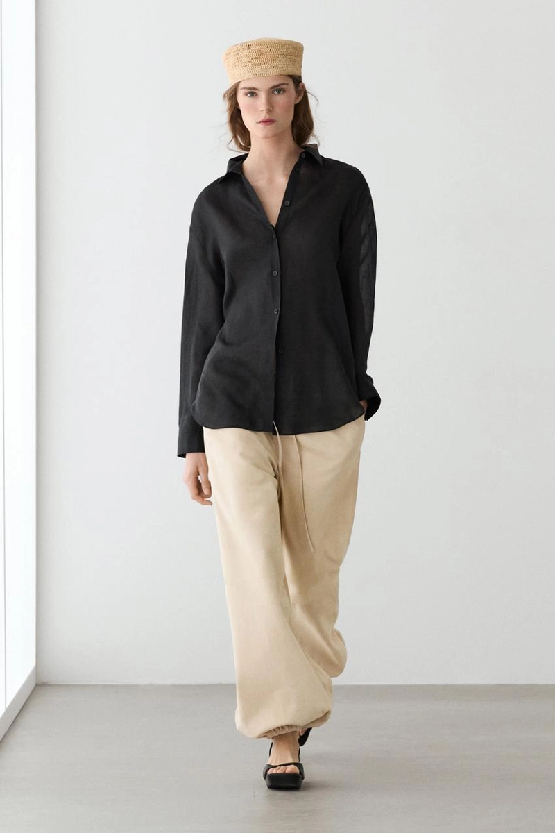 Рубашка из 100% рами с плавным падением