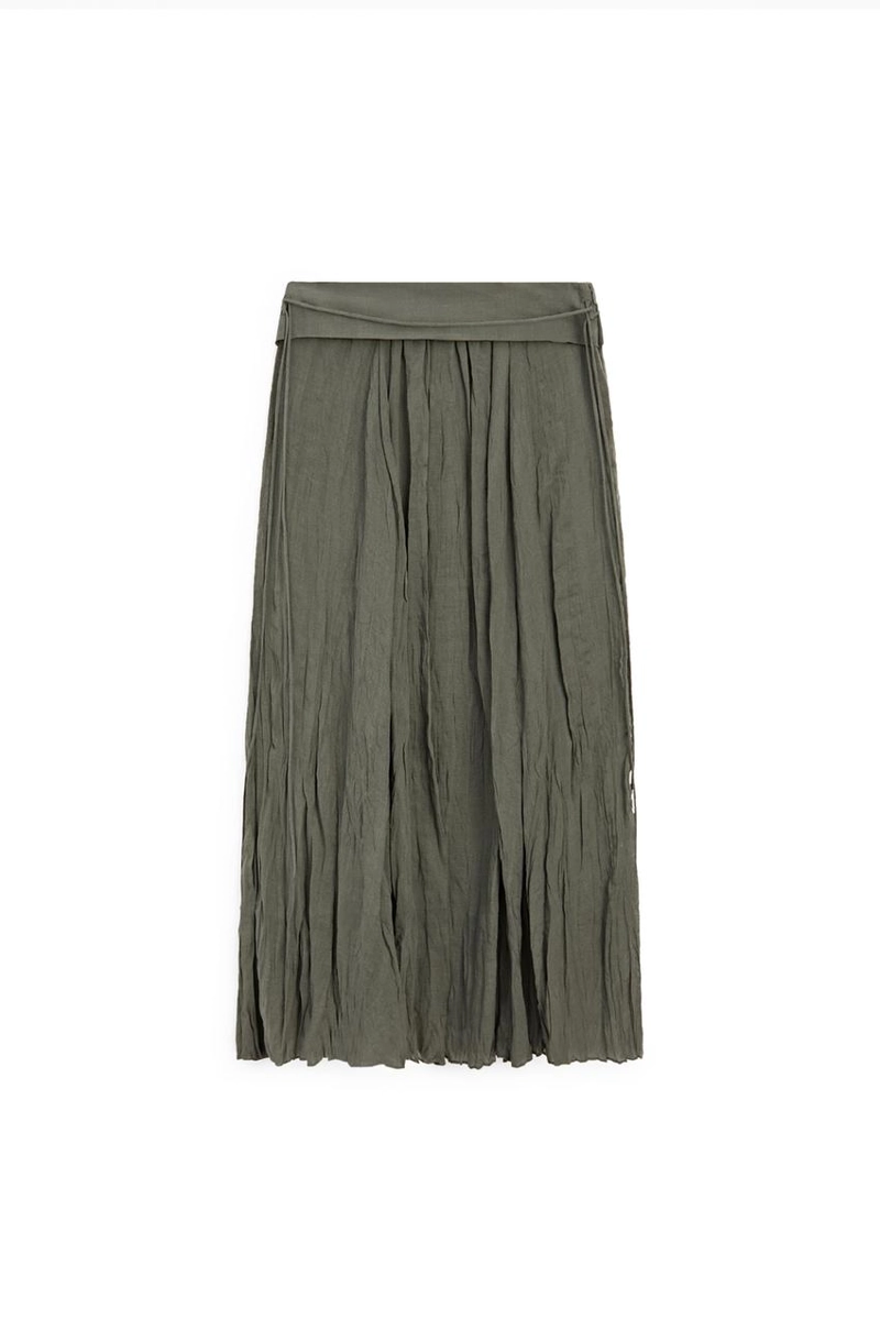 Миди-юбка из льняной смеси с деталями в складку