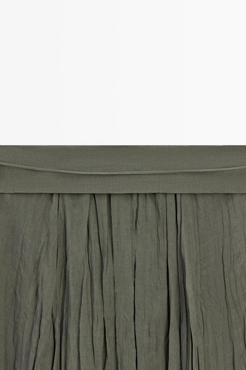 Миди-юбка из льняной смеси с деталями в складку