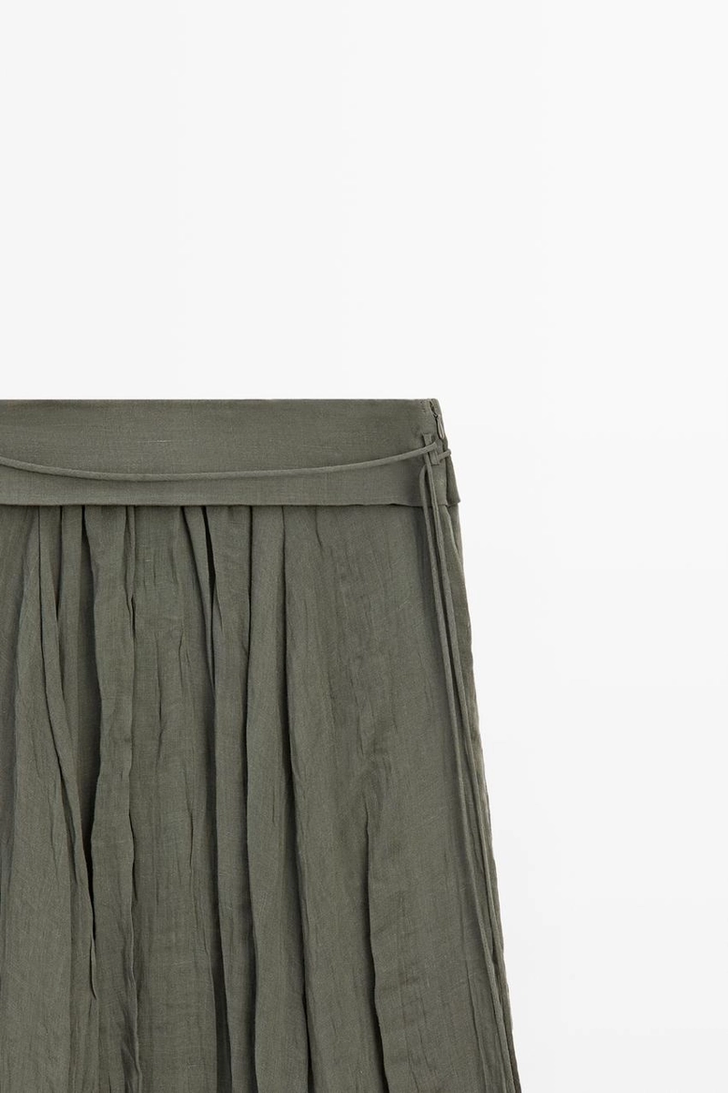 Миди-юбка из льняной смеси с деталями в складку
