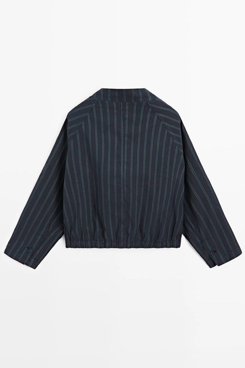 Куртка-бомбер с высоким воротником в полоску