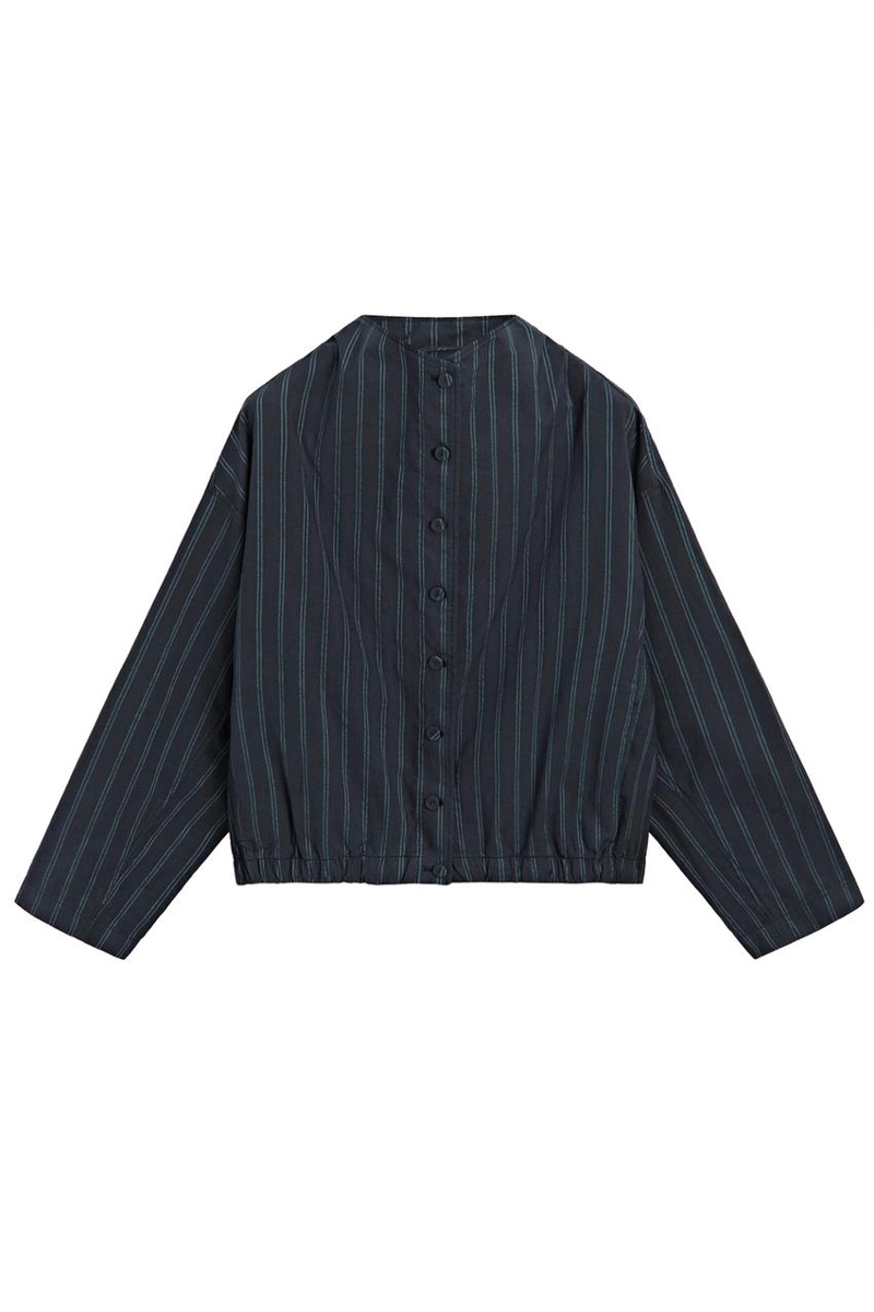 Куртка-бомбер с высоким воротником в полоску