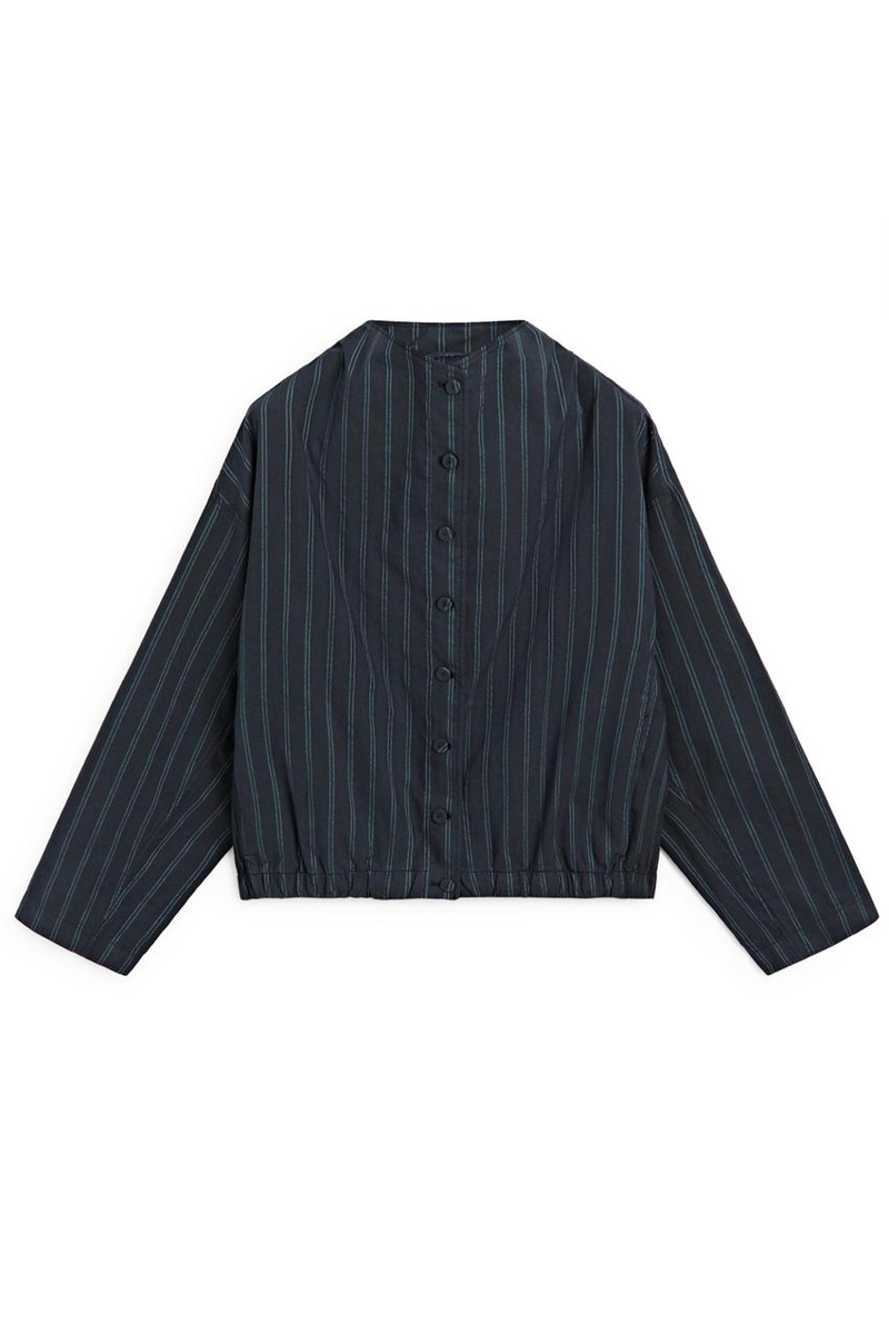 Куртка-бомбер с высоким воротником в полоску