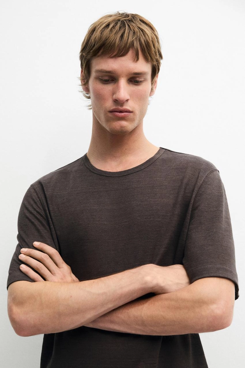 Футболка с коротким рукавом из 100% льна