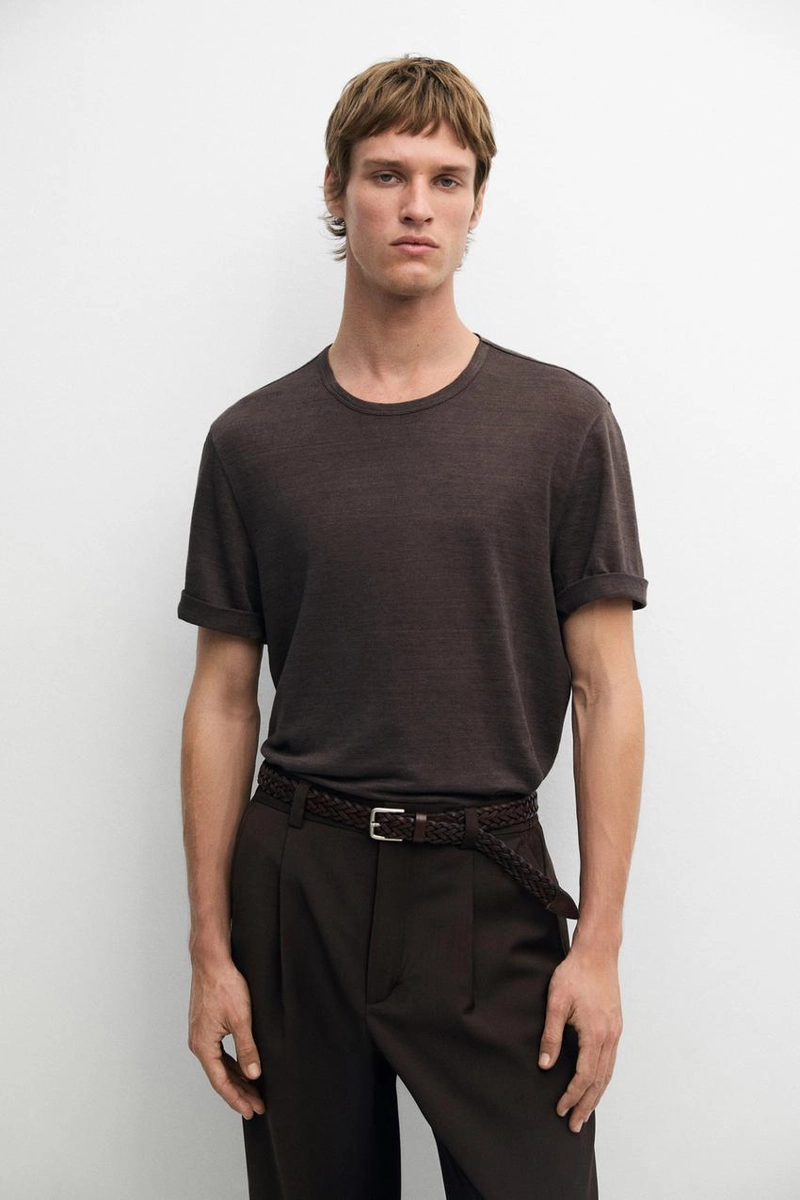 Футболка с коротким рукавом из 100% льна