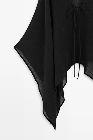 100% льняной плащ с деталями на завязках- Заказать в России