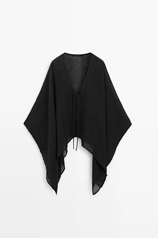 100% льняной плащ с деталями на завязках- Заказать в России