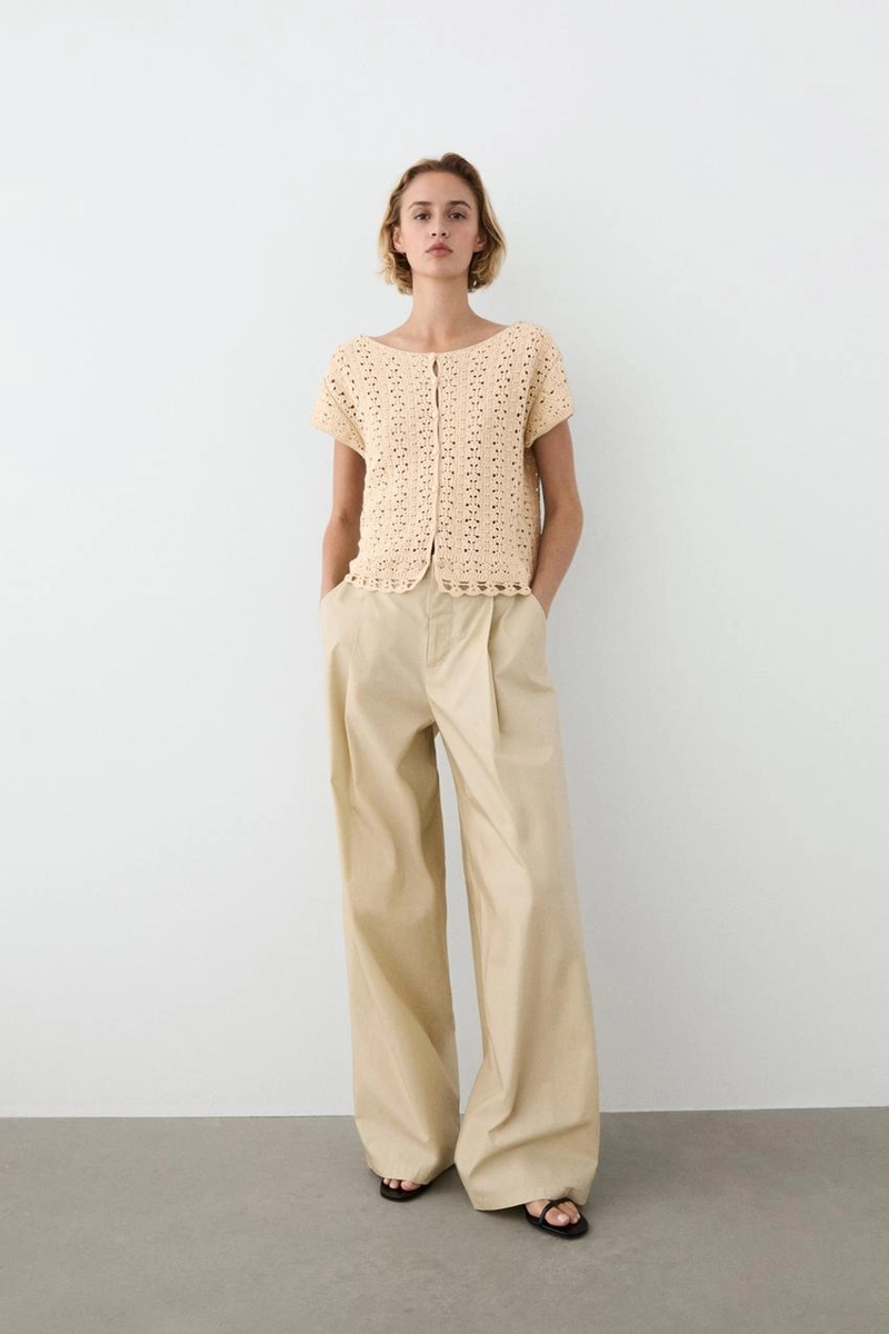 Кардиган с короткими рукавами из вязаного кружева