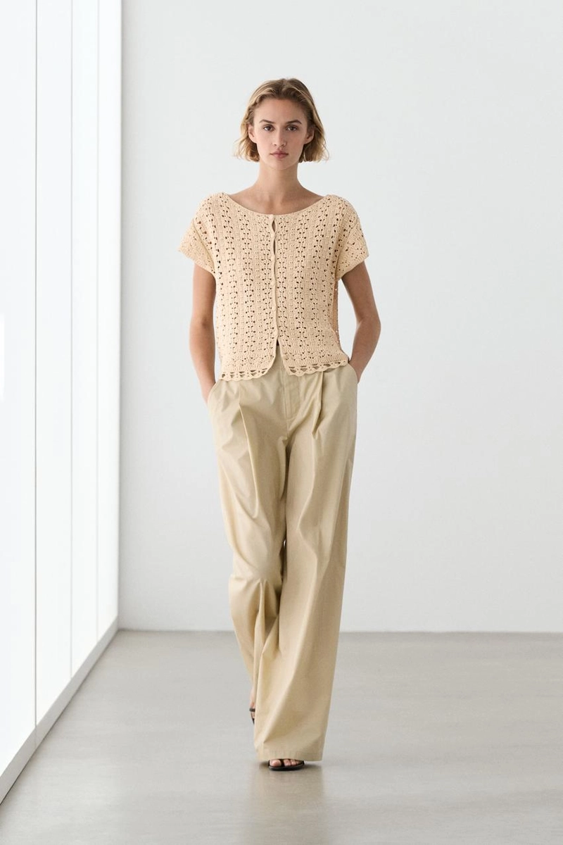 Кардиган с короткими рукавами из вязаного кружева