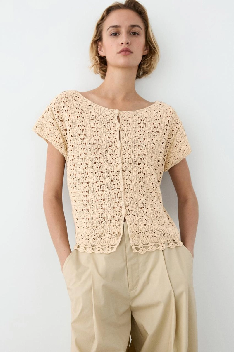 Кардиган с короткими рукавами из вязаного кружева