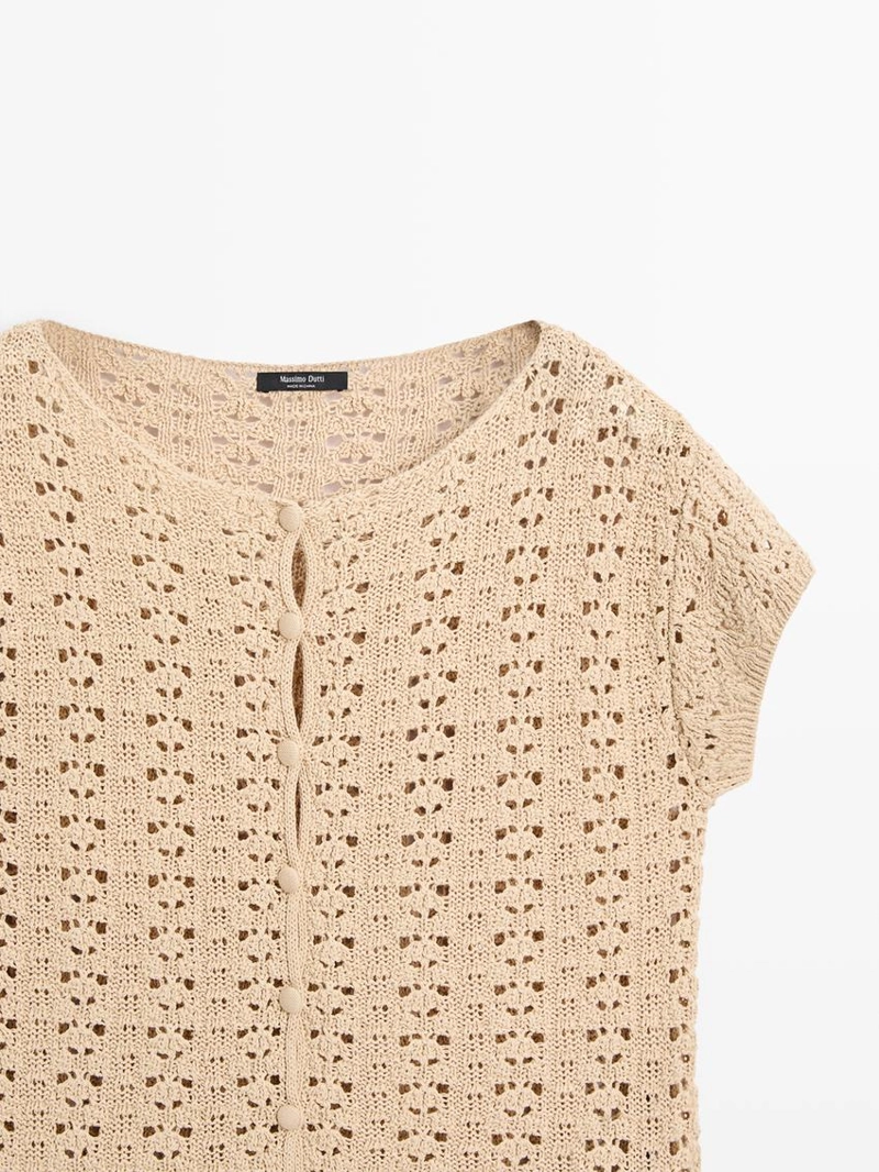 Кардиган с короткими рукавами из вязаного кружева