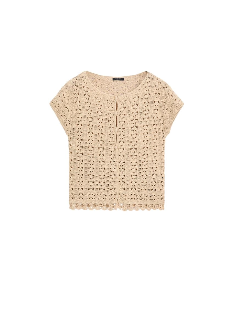 Кардиган с короткими рукавами из вязаного кружева