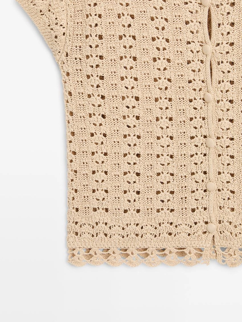 Кардиган с короткими рукавами из вязаного кружева