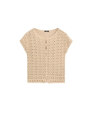 Кардиган с короткими рукавами из вязаного кружева- Заказать в России