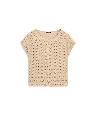 Кардиган с короткими рукавами из вязаного кружева- Заказать в России