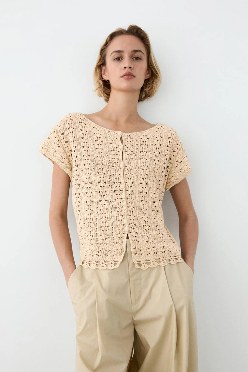 Кардиган с короткими рукавами из вязаного кружева