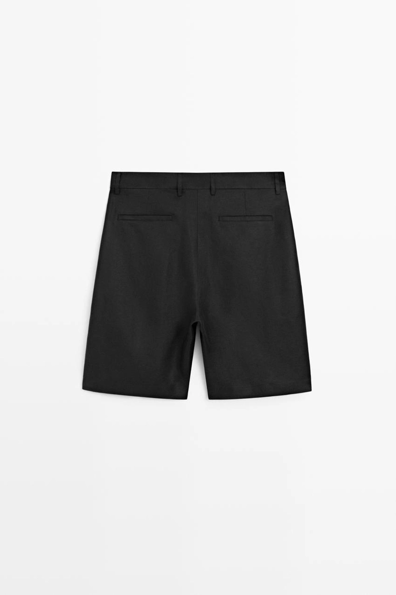 Льняные бермуды с защипами