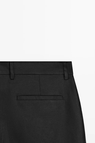 Льняные бермуды с защипами- Заказать в России