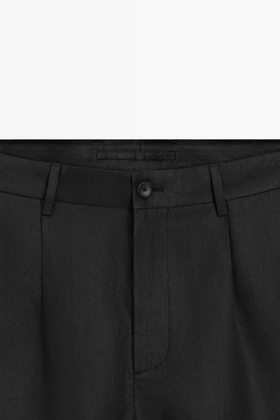 Льняные бермуды с защипами- Заказать в России