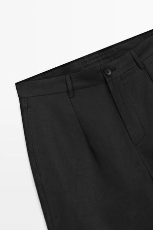 Льняные бермуды с защипами- Заказать в России