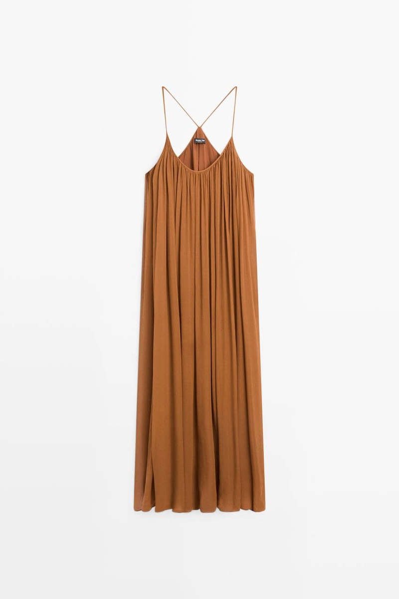 Платье миди сборками из 100% шелка