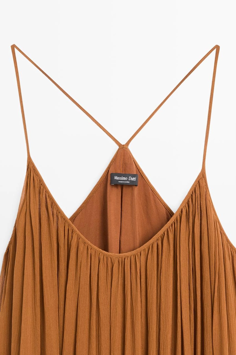 Платье миди сборками из 100% шелка